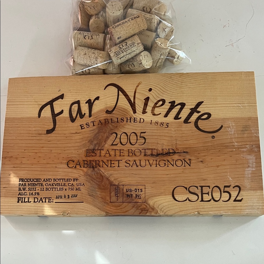 Natural Wood Wine Crate Wall Accent - Natural Brown plus 25 corks